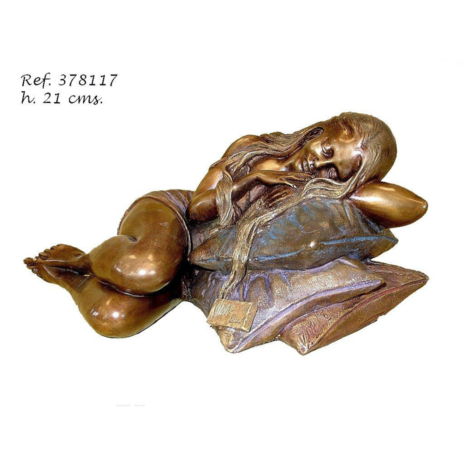 Image of Párnákon pihenő lány bronz szobor